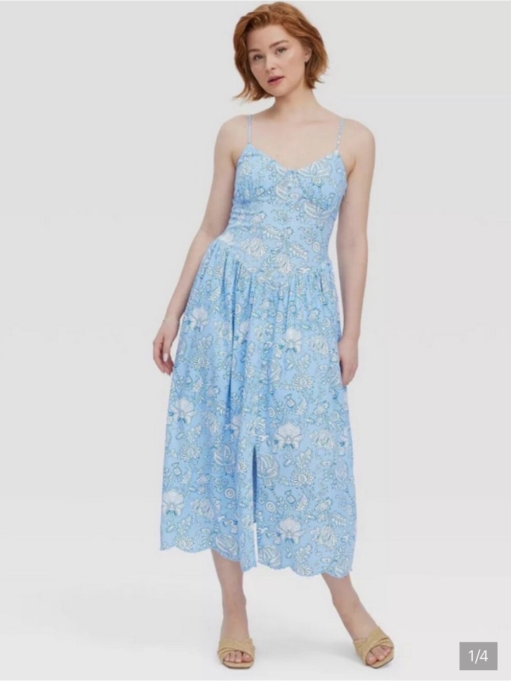 Roller Rabbit Light Blue Floral Midi Dress